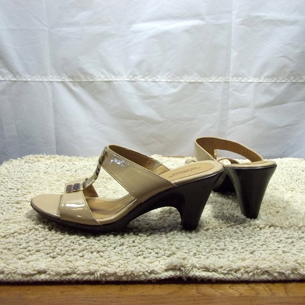 Croft & Barrow Sole (Sense) Ability Womens Sandals Size 8M Heels Beaded Tan